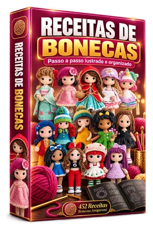Mockup do entregável — 452 RECEITAS BONECAS AMIGURUMI